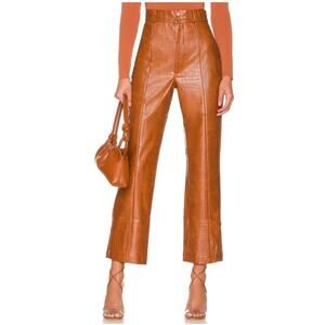 Bardot Croc Vegan Faux Leather Pants High Rise Brown Embossed Women’s Size 10